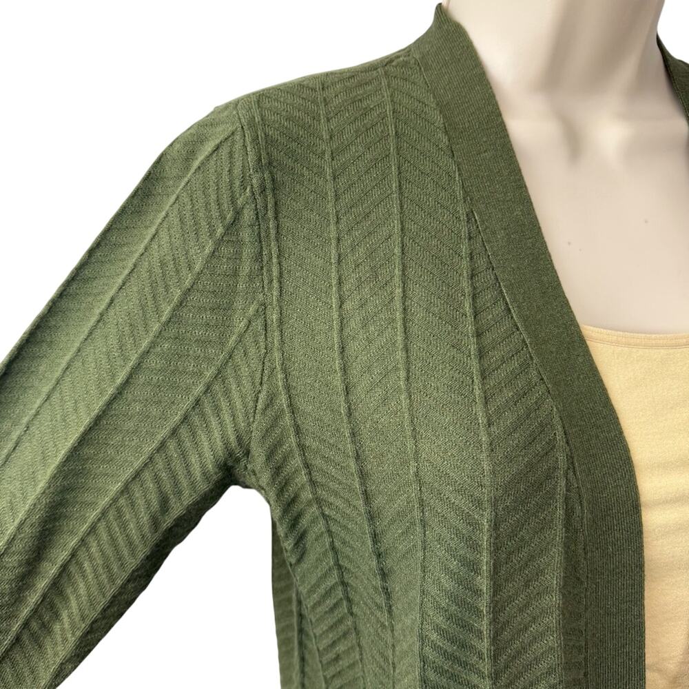 NWT Love Ellie Olive Green Cardigan Sweater Open Front Longer Length has Pockets - Picture 7 of 16